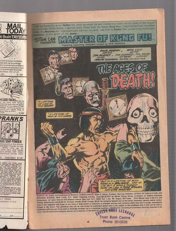 Master of Kung-Fu no 55 Bronze Age Comic
