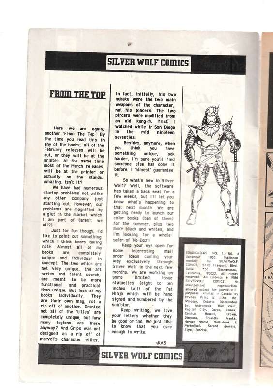 The Eradicators no 4 - Copper age comic 1986