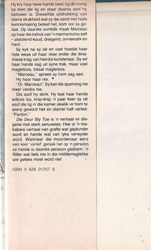 Die deur bly toe - R Hendriks - Klub 707 - n riller wat liefs nie in die aand gelees moet word nie.