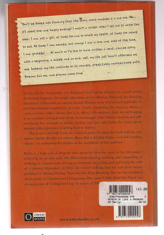 A Memoir of love and Madness - Rahla Xenopoulos - Living with bipolar disorder