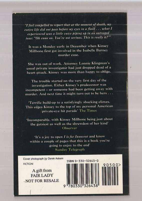 I is for Innocent - Sue Grafton - a Kinsey Milhone crime thriller
