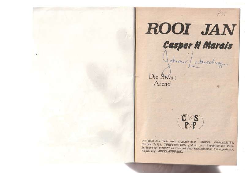 Die Swart Arend - Casper H Marais - Rooi Jan 17