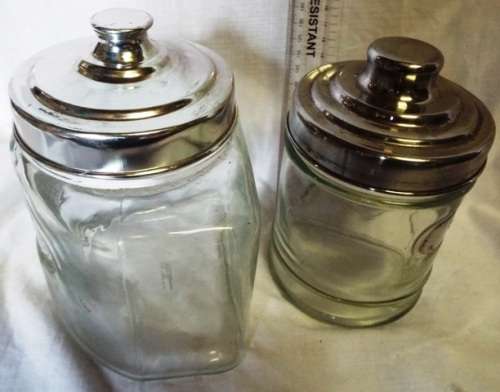 THICK CLEAR GLASS TEA CANISTER 2X