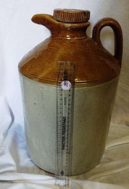 VINTAGE CERAMIC FLAGON WITH STOPPER - STAMPED A.E. & C.I. LTD VEREENIGING