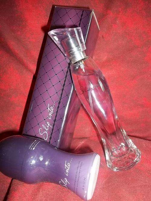 Slip into fragarance and deodorent. Avon products.