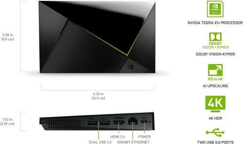 NVIDIA SHIELD Android TV Pro 4K HDR Streaming Media Player, High Performance, Dolby Vision, 3GB RAM