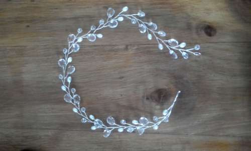 INSTOCK - Silver Hair Band Wedding Head Facinator with White Waterdrop Pearls