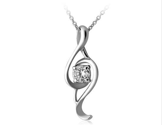 Rigant 18K RGP Music Note Pendant Necklace (White Gold) M