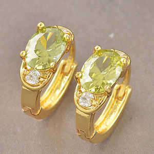 ***BRILLIANT*** Yellow Gold Filled Green CZ