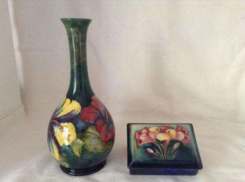 MOORCROFT VASE AND TRINKET BOX