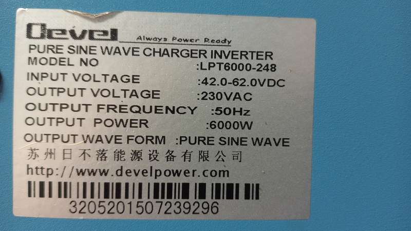 Devel LPT6000-248 pure sine wave inverter with built-in charger