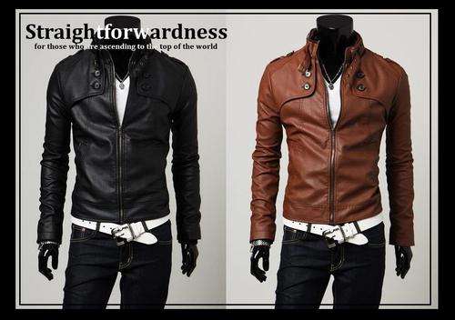 New Men's great stylish leather Jacket Black M and L size