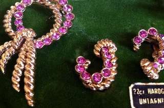 Vintage - 'Jewels by Florenza' - Earrings & Brooch (22ct Hardgold Clad Untarnishable)