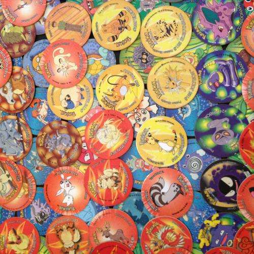 85 x Pokemon Tazos - No duplicates; Blind Box Mix. Bid per tazo.