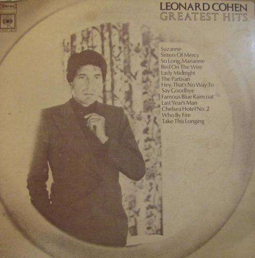 Leonard Cohen - Greatest Hits Lp record