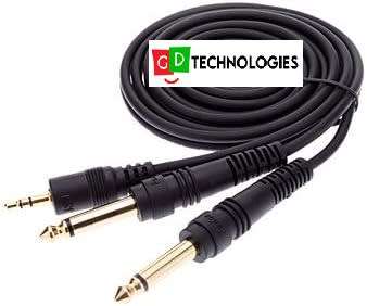 JSJ® 1.5M 4.92FT 3.5mm SINGLE TRACK MALE TO 2×6.35mm DUAL TRACK MALE AUDIO CABLE BLACK KTV RECORDING