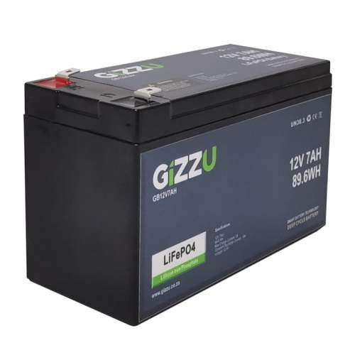 Gizzu 12V/7AH LiFePO4 Gate and Alarm Battery