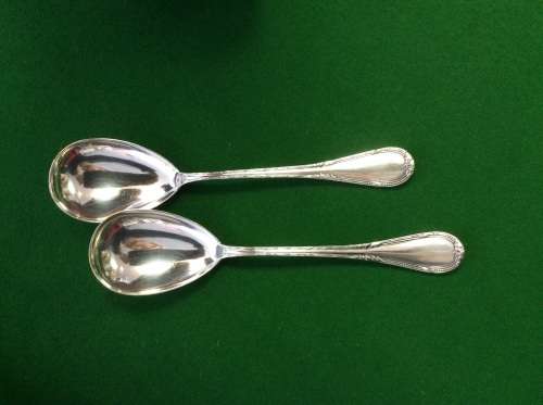 DELIGHTFUL PAIR OF OLD SILVER PLATE SERVING SPOONS