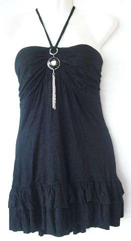 Straped Halter Neck Black Top - 36
