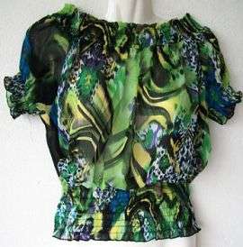 Green/black Floral Top - fits size: 34