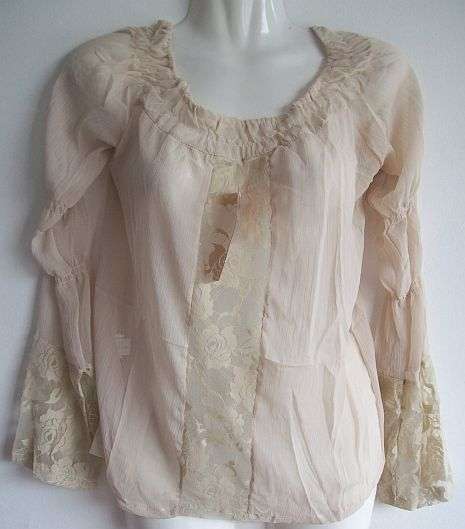 Beige Chiffon  Blouse ; Size 34