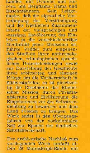 DAS ALTE SUDWESTAFRIKA, Sudwestafrikas Geschichte biz zum Tode Mahareros 1890  --   Heinrich Vedder