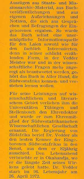 DAS ALTE SUDWESTAFRIKA, Sudwestafrikas Geschichte biz zum Tode Mahareros 1890  --   Heinrich Vedder