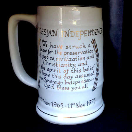 The wording on the back of the mug.