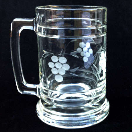 CUT GLASS MUG. 13 cm tall. 2 Available.