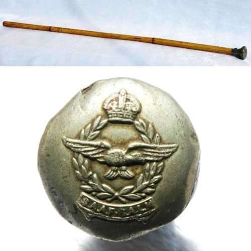 OFFICER'S SWAGGER STICK. South African Air Force. WWII. Cane & white metal.