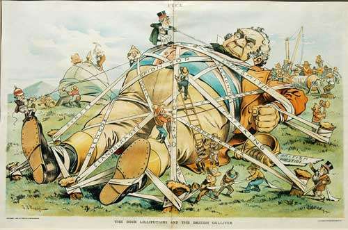 PUCK POLITICAL CARTOON - The Boer Lilliputians And The British Gulliver . FOR CHRIS ONLY
