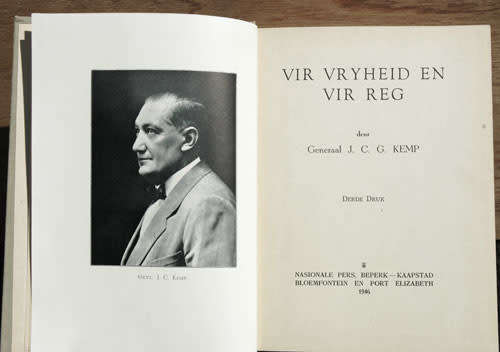 VIR VRYHEID EN REG --  Gen. J.C.G. Kemp
