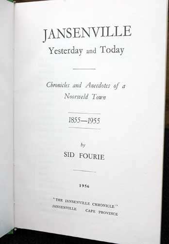 Jansenville -  Yesterday and Today -- Sid Fourie