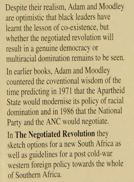 THE NEGOTIATED REVOLUTION  Society and Politics in Post-Apartheid South Africa -   Adam &  Moodley