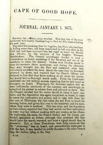 The Cape of Good Hope Journal 1671 - 1676