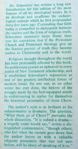 THE QUEST OF THE HISTORICAL JESUS -- Albert Schweitzer