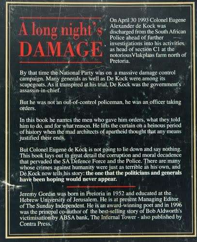 A LONG NIGHT'S DAMAGE: Working for the Apartheid State -- Eugene de Kock