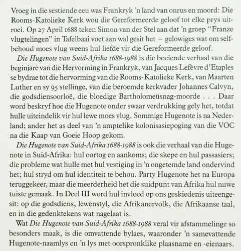 DIE HUGENOTE VAN SUID-AFRIKA 1688-1988 -  Pierre Coertzen