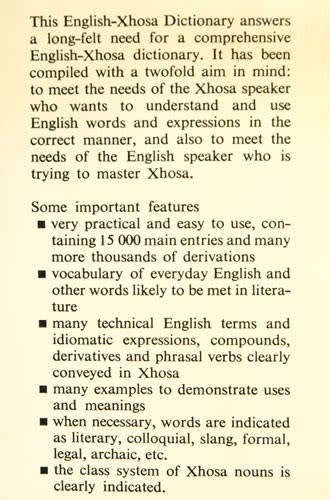 ENGLISH XHOSA DICTIONARY -- Arnold Fischer