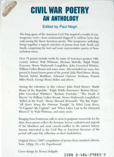 CIVIL WAR POETRY ANTHOLOGY -- Paul Negri (editor)