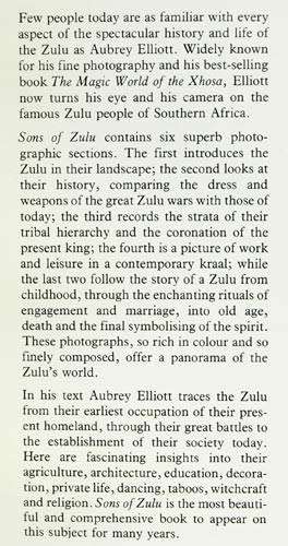 SONS OF ZULU-- Aubrey Elliott (signed)