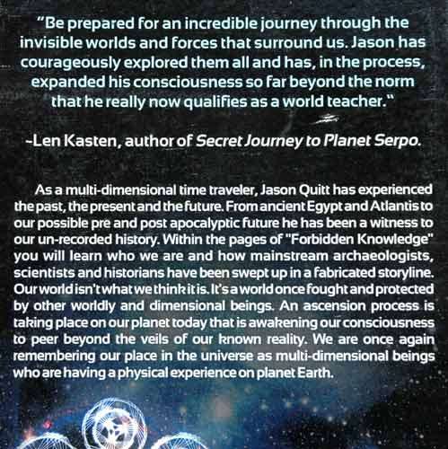 Forbidden Knowledge : Revelations of a multi-dimensional time traveler -- J. Quitt and B. Mitchell