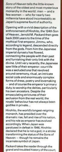 Sons of Heaven : A Portrait of the Japanese Monarchy --   Jerrold M. Packard