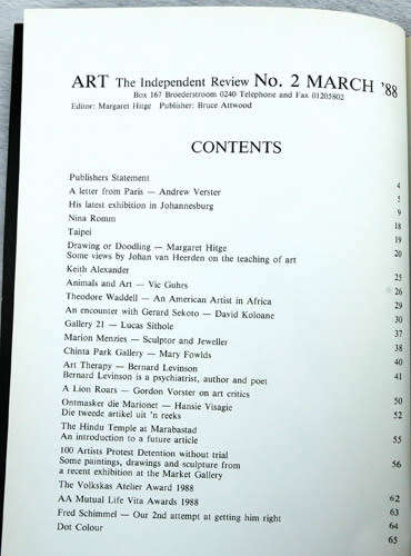 Art no.2 March - The Independent Review  -- Margaret Hitge (editor) Bruce Attwood (publisher)