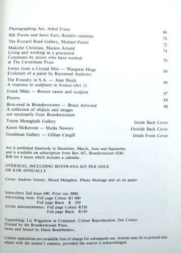 Art no.2 March - The Independent Review  -- Margaret Hitge (editor) Bruce Attwood (publisher)