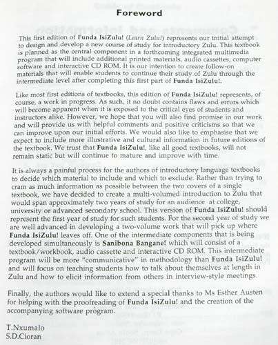 Funda Isizulu! Learn Zulu! An Introduction to Zulu  -- Thandiwe Nxumalo and Samuel Cioran