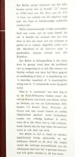Die Roos aan die Pels -- Jan Rabie