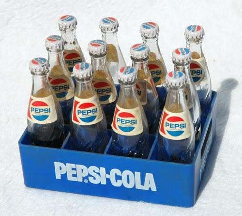 Minature Pepsi-Cola Bottles and Crate