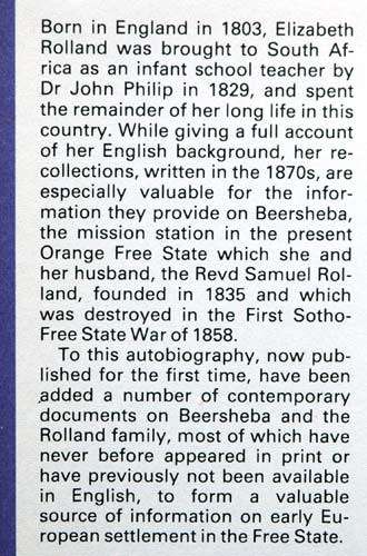 The Recollections of Elizabeth  Rolland (1803-1901) -- Karel Schoeman