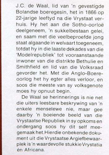 Die Herinneringe van J C de Waal -- Karel Schoeman